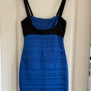 BCNG Blue and Black Bandage Cocktail Dress